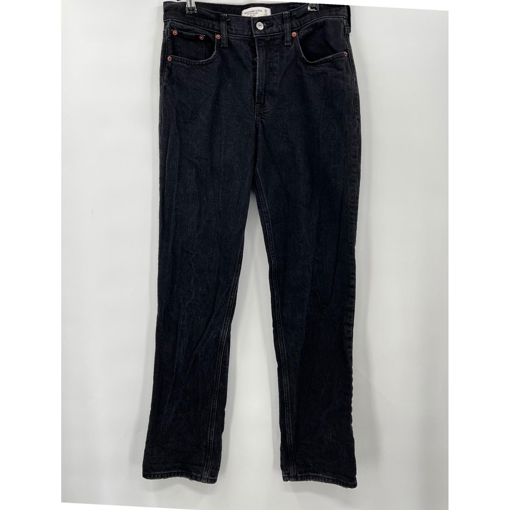 Abercrombie & Fitch 26/2R The 90s Straight Jeans Womens Black Mid Rise Denim